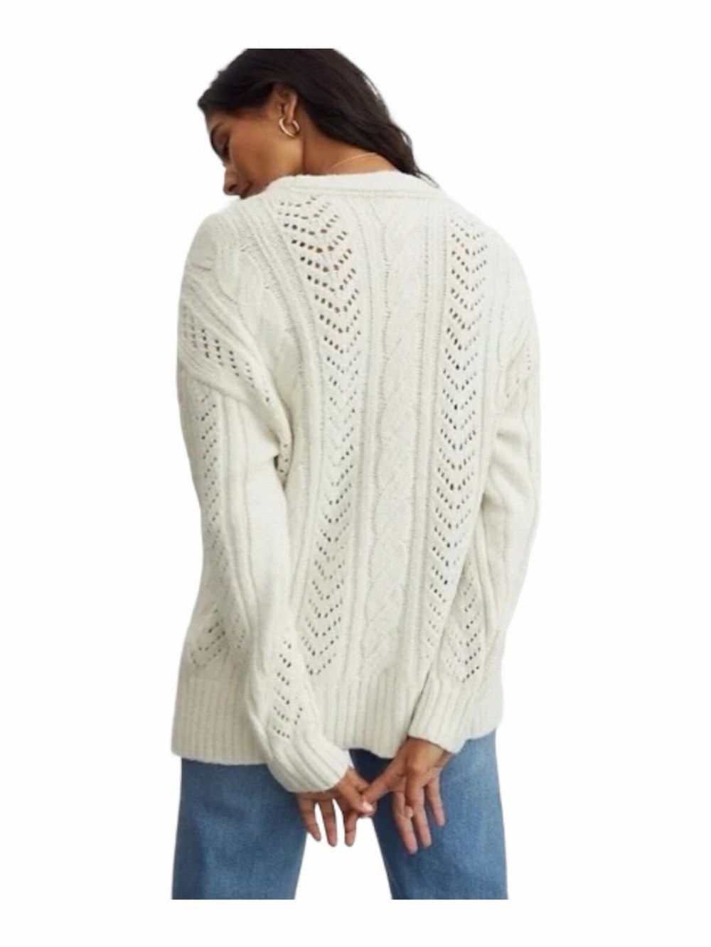 Anthropologie Classic Pointelle Cardigan Light Sand - Picture 2 of 6